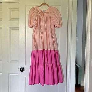 Nordstrom Colorblock Cotton Poplin Midi Dress